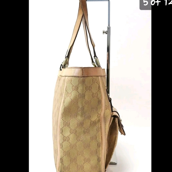 Sale today Authentic Gucci beige / tan tote bag $1100 serial number vintage Used - Picture 5 of 12
